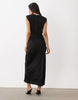 High Neck Pleated Bodice Dress In Black