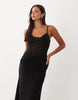 Corset Waist Maxi Dress With Drape Detail In Black