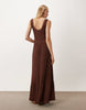 Miss Selfridge Shirred Detail Maxi Dress In Chocolate
