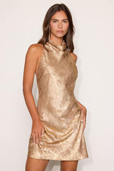 Dayna Gold Metallic Cowl Mini Dress