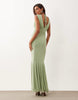V Neck Fishtail Maxi Dress In Sage