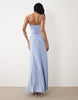 Slinky Lace Up Back Maxi Slip Dress In Pastel Blue