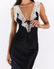Princess Polly Nourish Satin Contrast Lace Tie Front Maxi Dress In Black