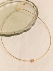 18K Gold Wire Slider Charm Necklace