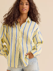 Vienna Striped Button Down Top