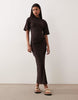Side Ruched Tshirt Midi Dress Chocolate