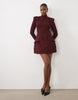 Bardot High Neck Shoulder Pad Front Pocket Detail Mini Dress In Burgundy
