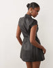 Bardot Pu High Neck Cap Sleeve Moulded Mini Dress In Black