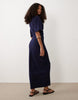 Side Ruched Tshirt Maxi Dress In Navy