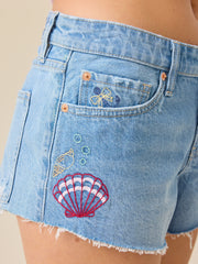 Isla Sea Embroidered Denim Short