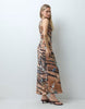 Satin Maxi Dress With Fluted Hem In Tiger Print