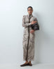 Funnel Neck Placement Print Midi Dress