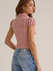 Bonnie Gingham Button Up Top