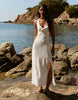 Bershka Halter Midi Dress With Linen In White