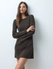 Only Tall Boatneck Knitted Mini Skater Dress In Brown