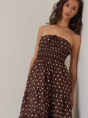 Johanna Strapless Polka Dot Maxi Dress