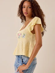 Kaiya Floral Pointelle Babydoll Top