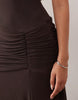 Off Shoulder Maxi Dress In Chocolate