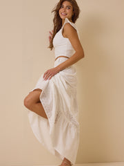 Nalia Eyelet Flutter Sleeve Top