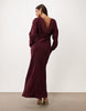 Batwing Maxi Dress With Cowl Back In Burgundy