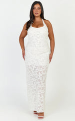 Benny Maxi Dress - Halter Neck Backless Bodycon Dress in Off White