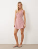 V Neck Mini Dress In Red Gingham