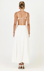 Grace Midi Dress - Strappy Cutaway with Godet Detail Dress in White