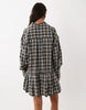 Mini Shirt Dress With Ruffle Hem In Multi Check