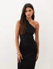 One Shoulder Jersey Maxi Dress In Black