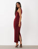 Button Down Structured Maxi Dress In Wine