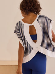 In Motion Striped Circle Back Tee