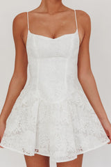 Endearing Embroidered Mesh Mini Dress White