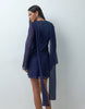 Chiffon Bias Cut Mini Dress With Matching Scarf In Navy
