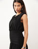Power Shoulder Sleeveless Maxi Dress In Black