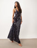 Disc Scatter Sequin Scoop Neck Maxi Dress In Midnight
