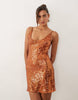 Embellished Sheer Scattered Sequin Cami Mini Dress In Orange