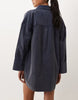 Oversized Cord Shirt Mini Dress In Washed Denim Blue