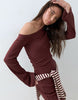 Cotton Asym Rib Mini Dress In Chocolate