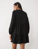 New Look Crinkle Long Sleeve Mini Dress In Black