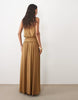Blouson Bandeau Maxi Split Front Dress In Olive