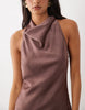 Cowl Halter Midaxi Dress In Brown