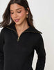 Threadbare Quarter Zip Brushed Knit Mini Dress In Black
