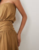 Blouson Bandeau Maxi Split Front Dress In Olive