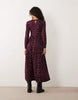 Wednesday'S Girl Smudge Spot Midaxi Dress In Dark Purple