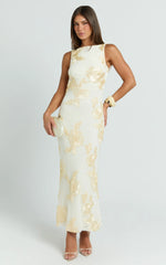 Freya Midi Dress - Boat Neck Backless Dress in Yellow