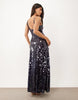Disc Scatter Sequin Scoop Neck Maxi Dress In Midnight