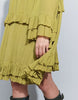 Muse Assembly Boho Ruffle Fluted Sleeve Lena Dress In Chartreuse