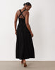 Crinkle Built Up Cross Back Midi Dress In Black