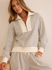 Fine Line Stripe Quarter-Zip Pullover