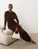 Bardot Jersey Cowl Neck Cape Detail Ruched Maxi Dress In Chocolate